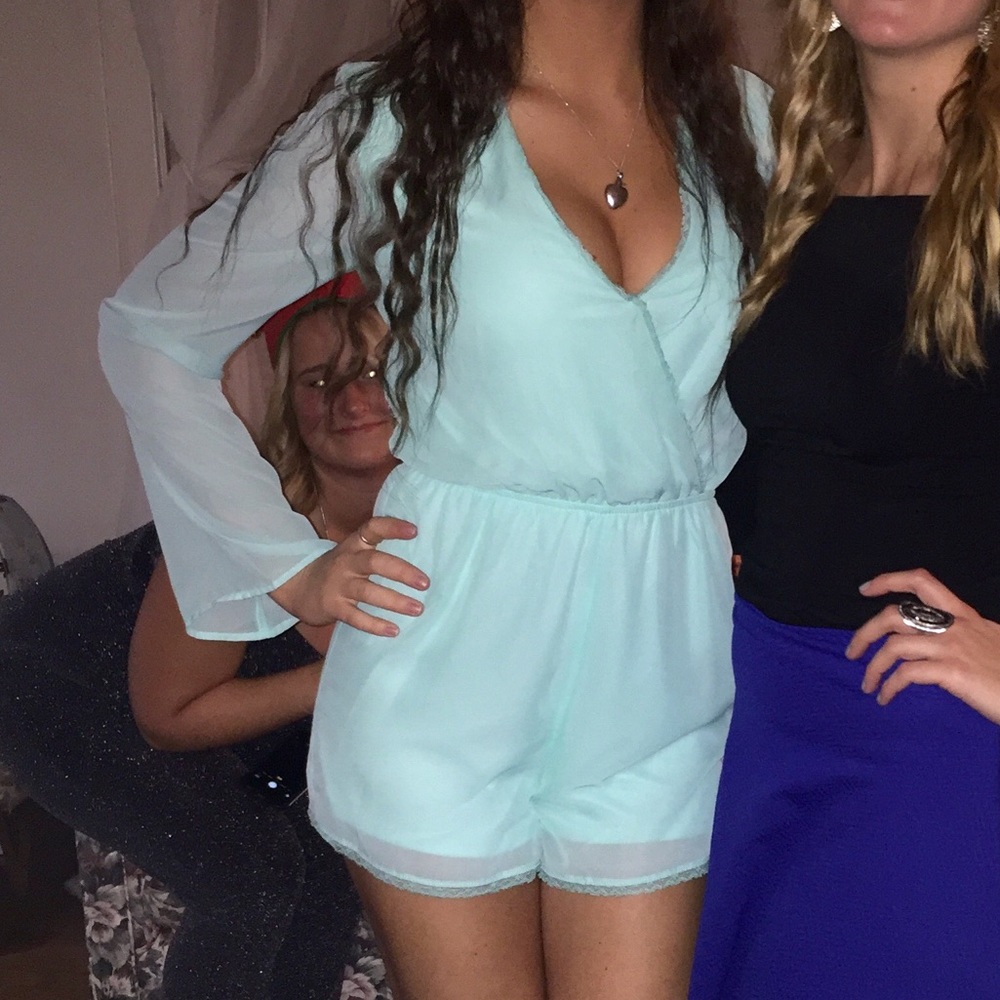 Blue dressy romper.
